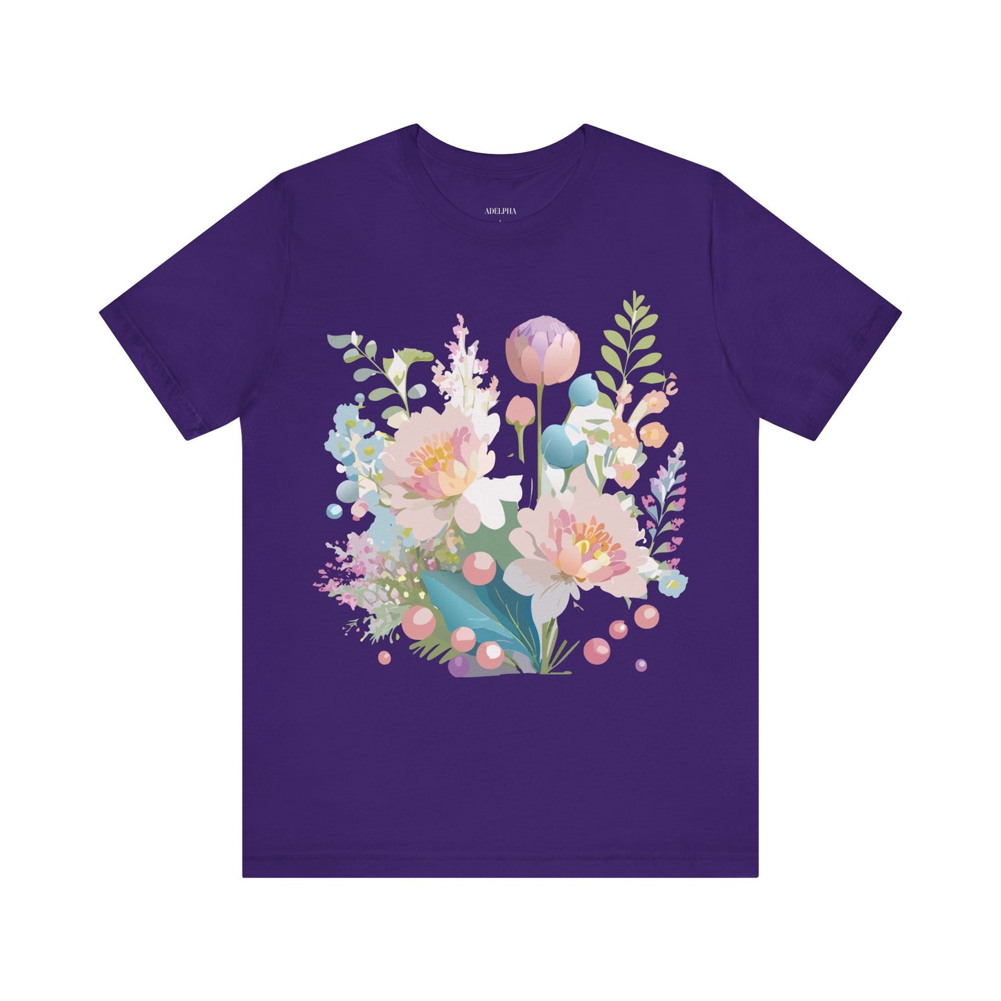 Natural Cotton Tee Shirt with Flowers