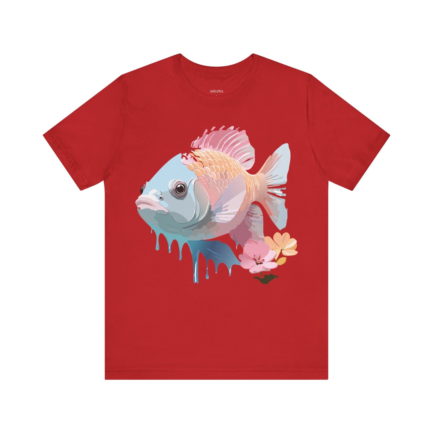 Natural Cotton Tee Shirt with Fish