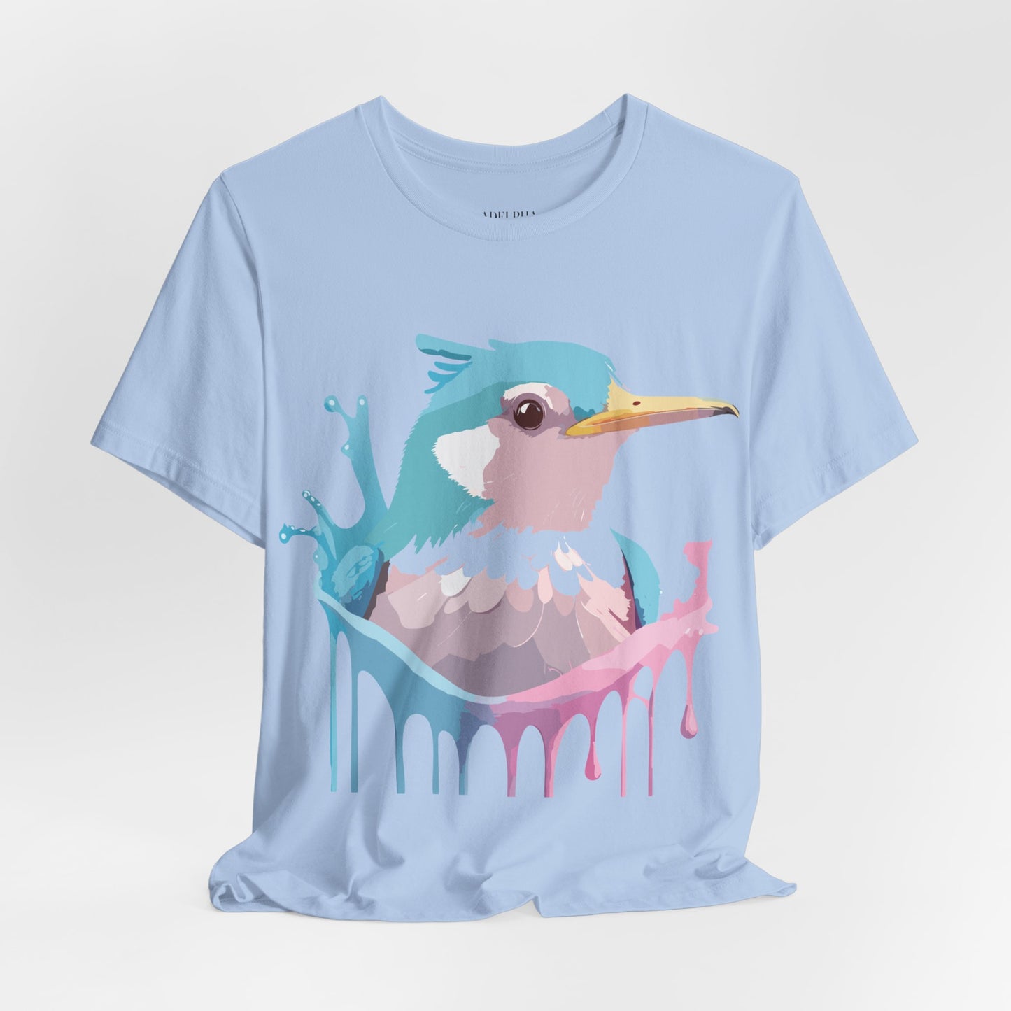 Natural Cotton Tee Shirt with Bird