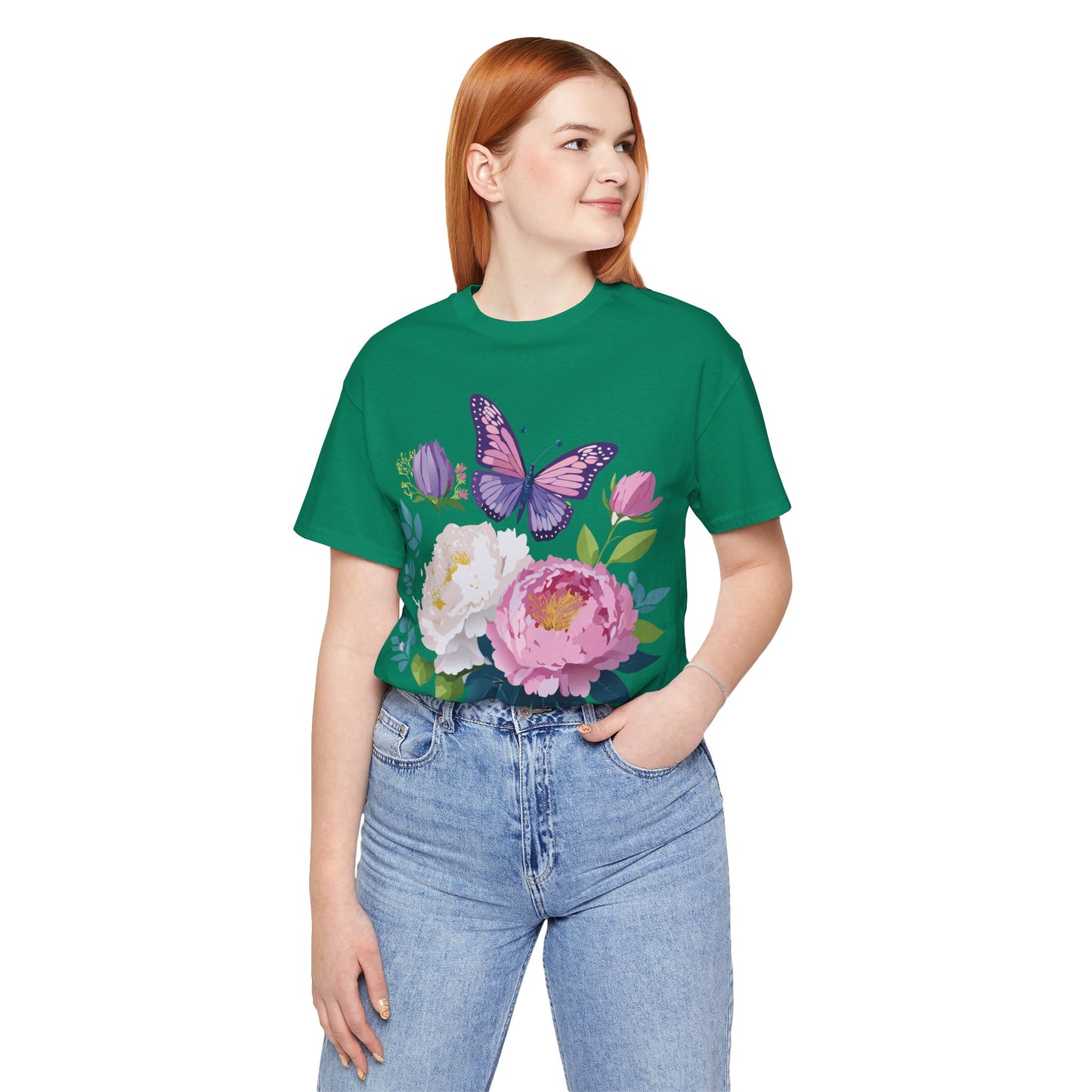 T-shirt en coton naturel avec fleurs