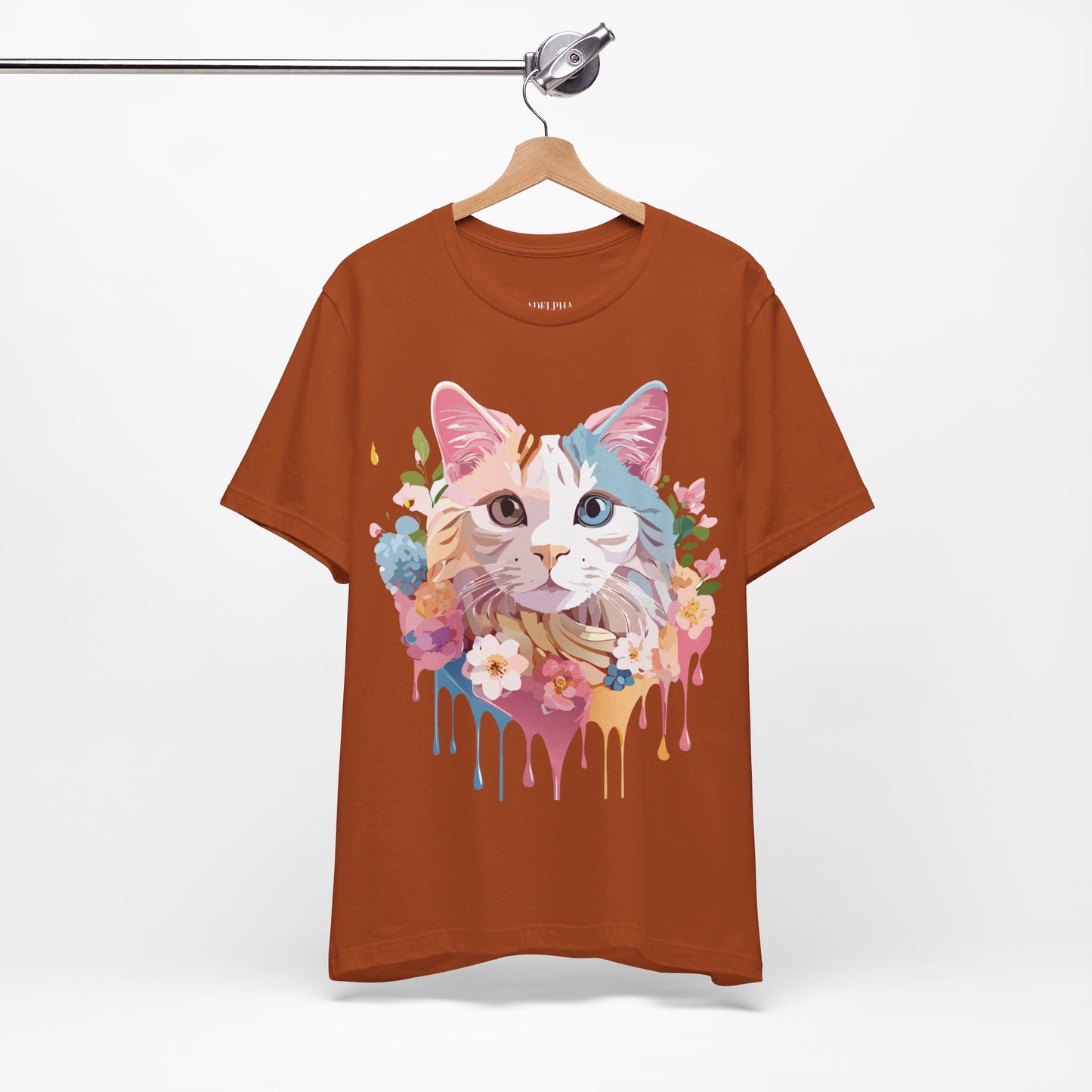 Natural Cotton Tee Shirt with Cat