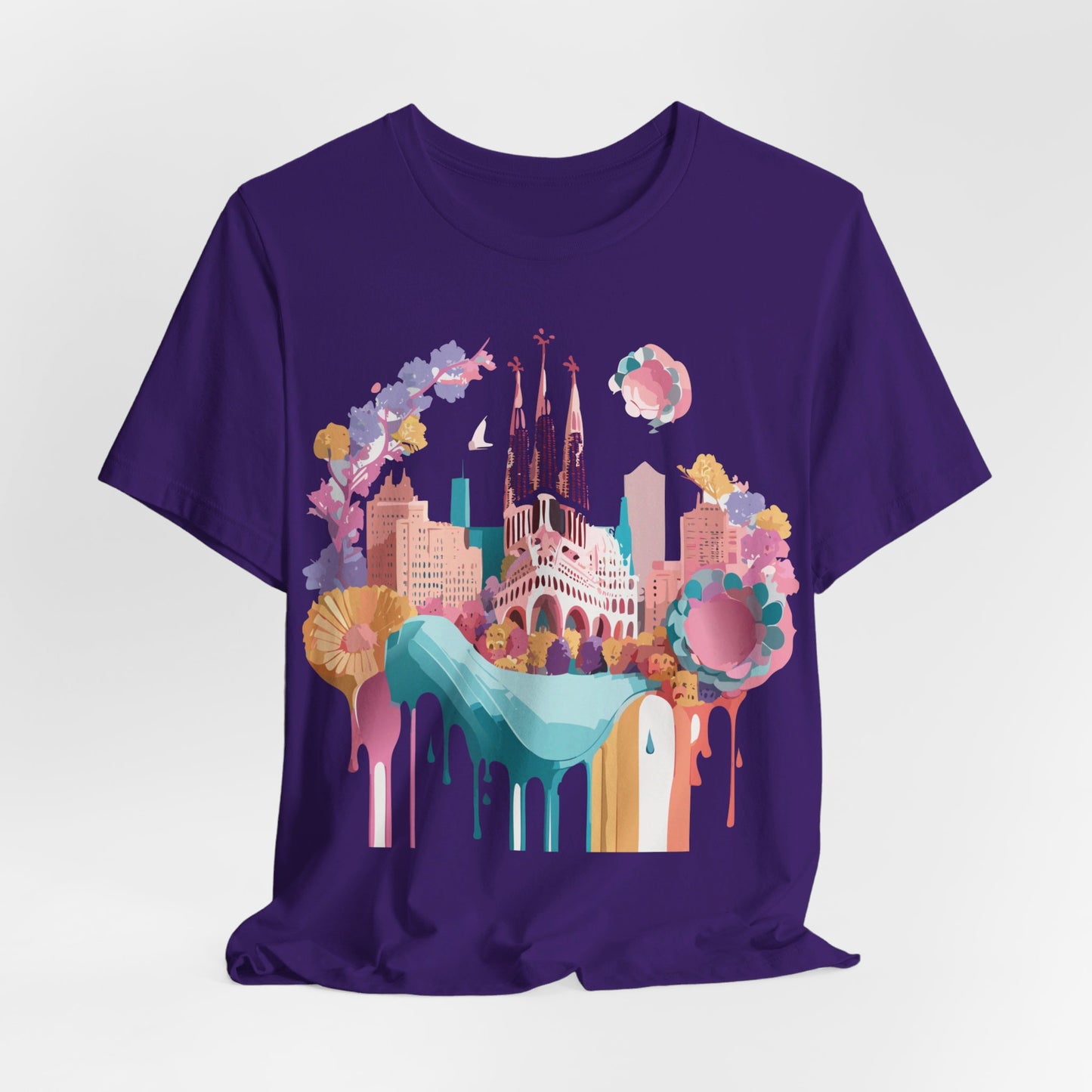 Natural Cotton Tee Shirt - Beautiful Places Collection - Barcelona