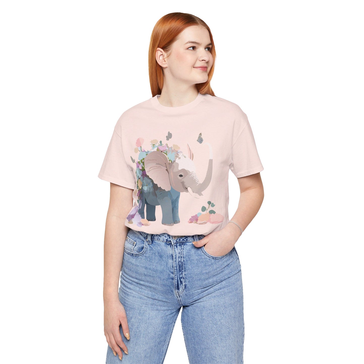 Natural Cotton Tee Shirt with Elephant