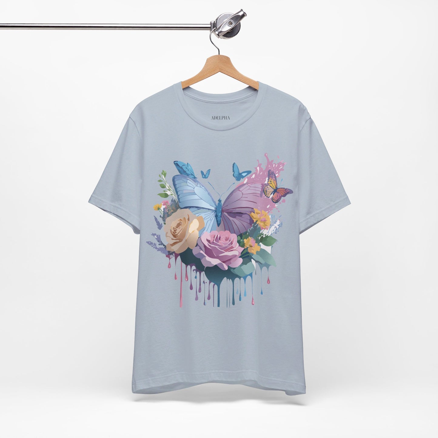 Natural Cotton Tee Shirt with Butterfly