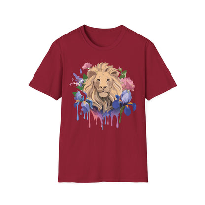 Unisex Softstyle Lion Shirt Floral Lion Tee Animal Print Graphic Tee