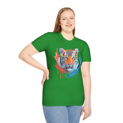Unisex Tiger Tee Gildan Softstyle Animal Print Shirt Ring Spun Cotton