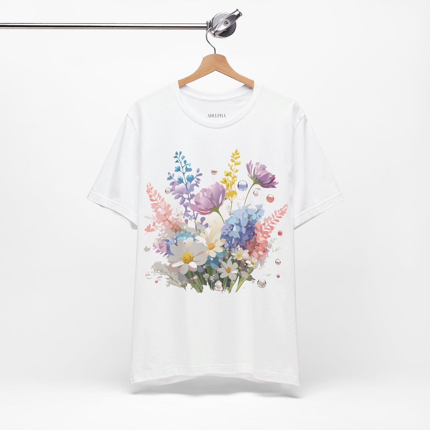 T-shirt en coton naturel avec fleurs