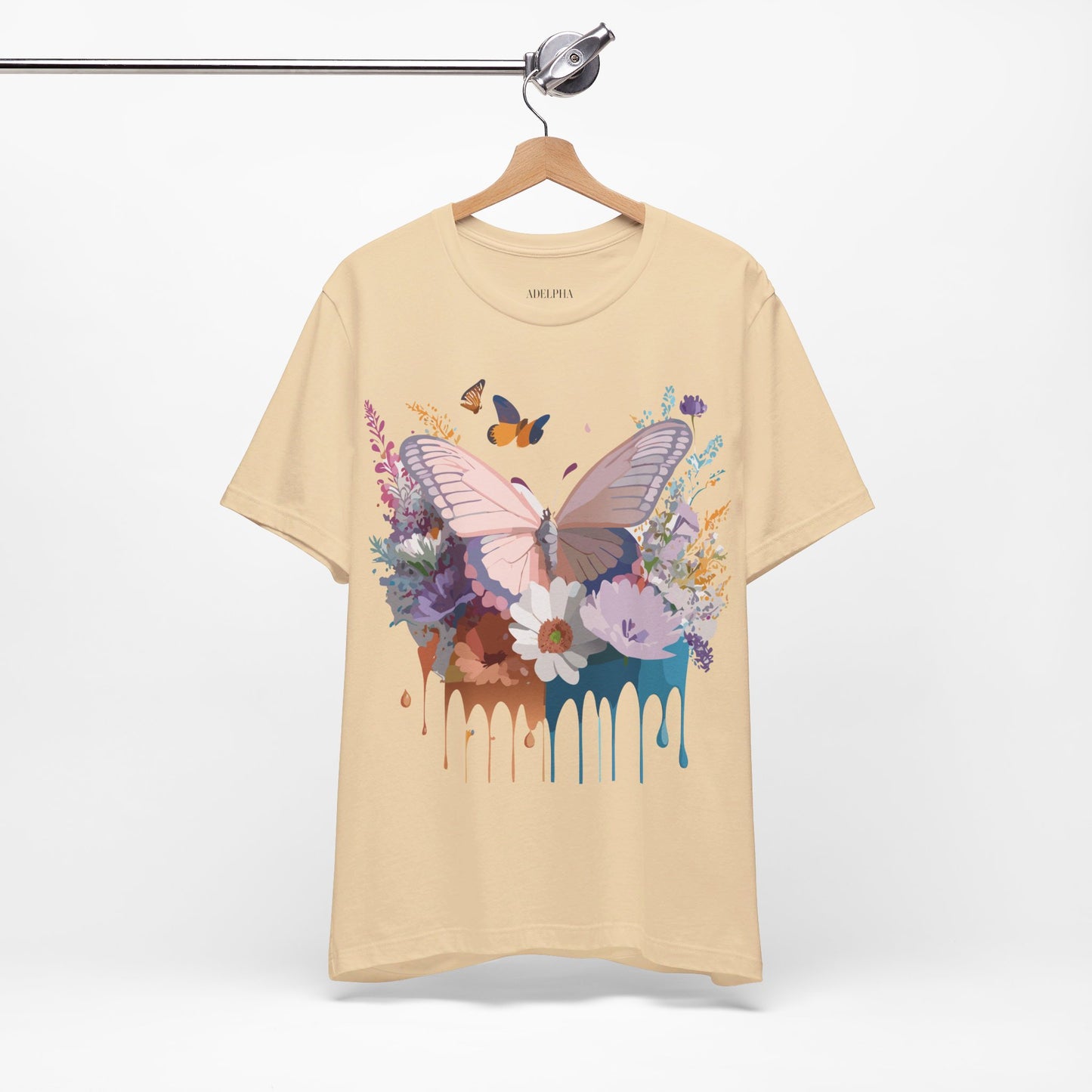 Natural Cotton Tee Shirt with Butterfly