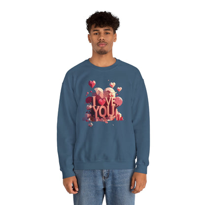 Unisex Heart Love Sweatshirt Floral Valentines Day Cotton Poly Fifty Fifty Blend