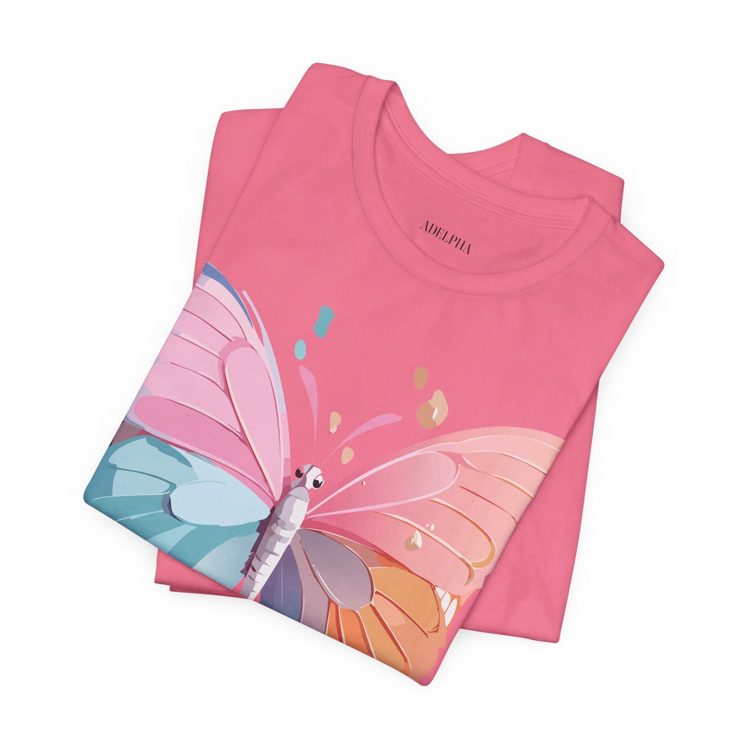 Natural Cotton Tee Shirt with Butterfly