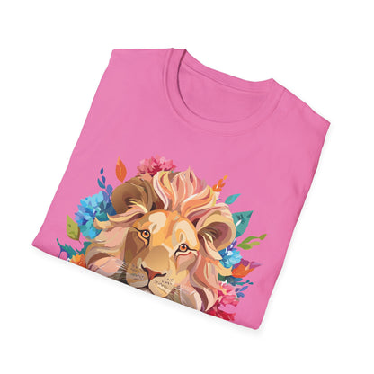 Lion Shirt Unisex Floral Lion Tee Gildan Softstyle 64000 Lightweight Cotton Tee