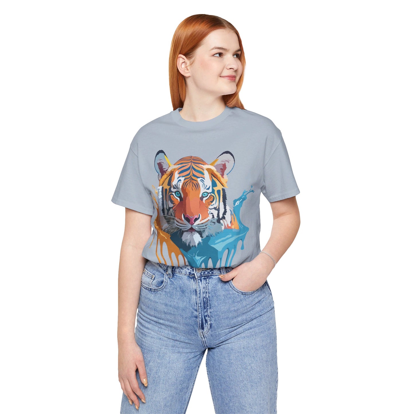 T-shirt en coton naturel avec motif tigre