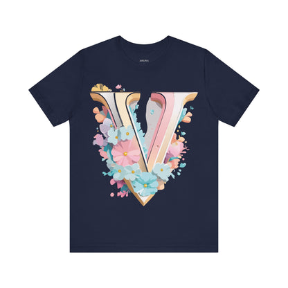 Natural Cotton Tee Shirt - Letters Collection - V Printify