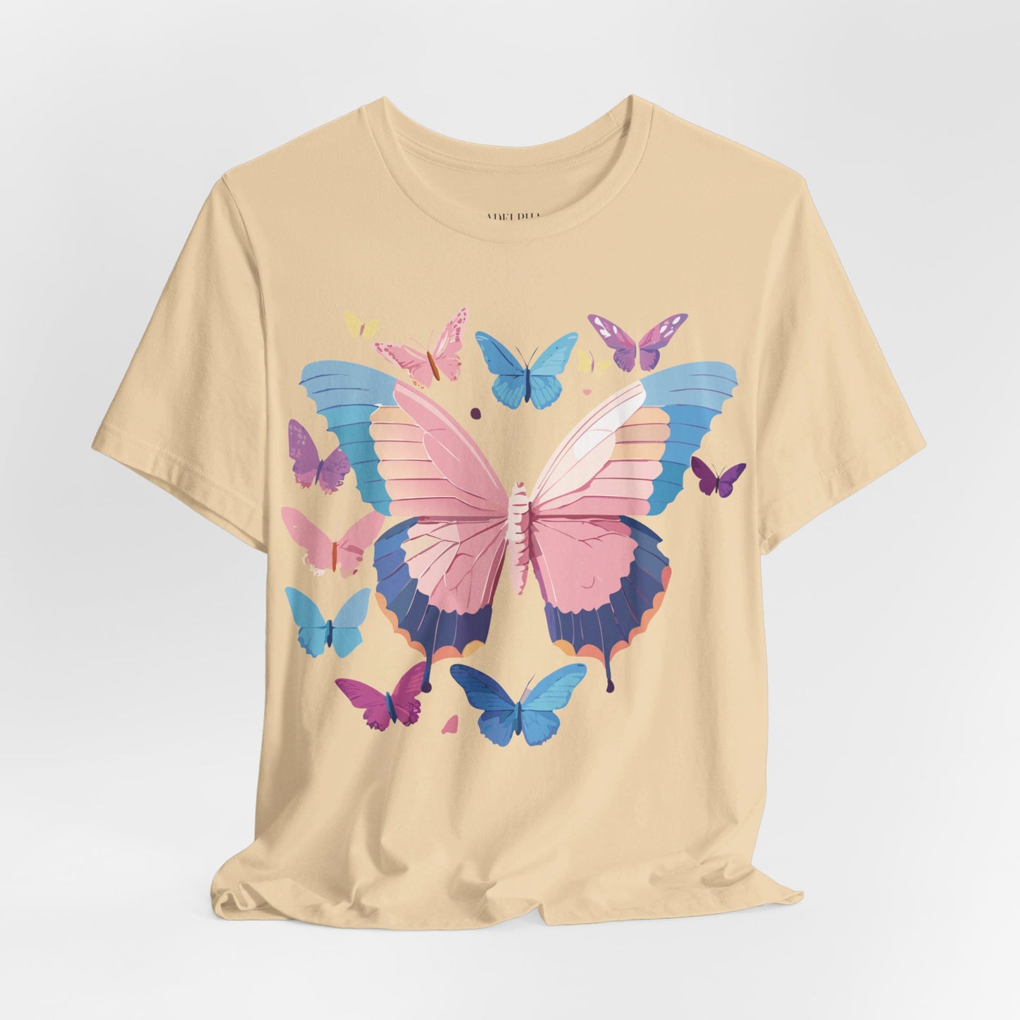 Natural Cotton Tee Shirt with Butterfly