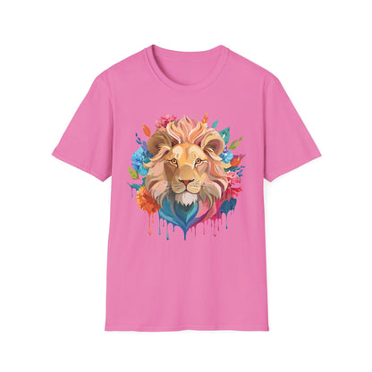 Lion Shirt Unisex Floral Lion Tee Gildan Softstyle 64000 Lightweight Cotton Tee
