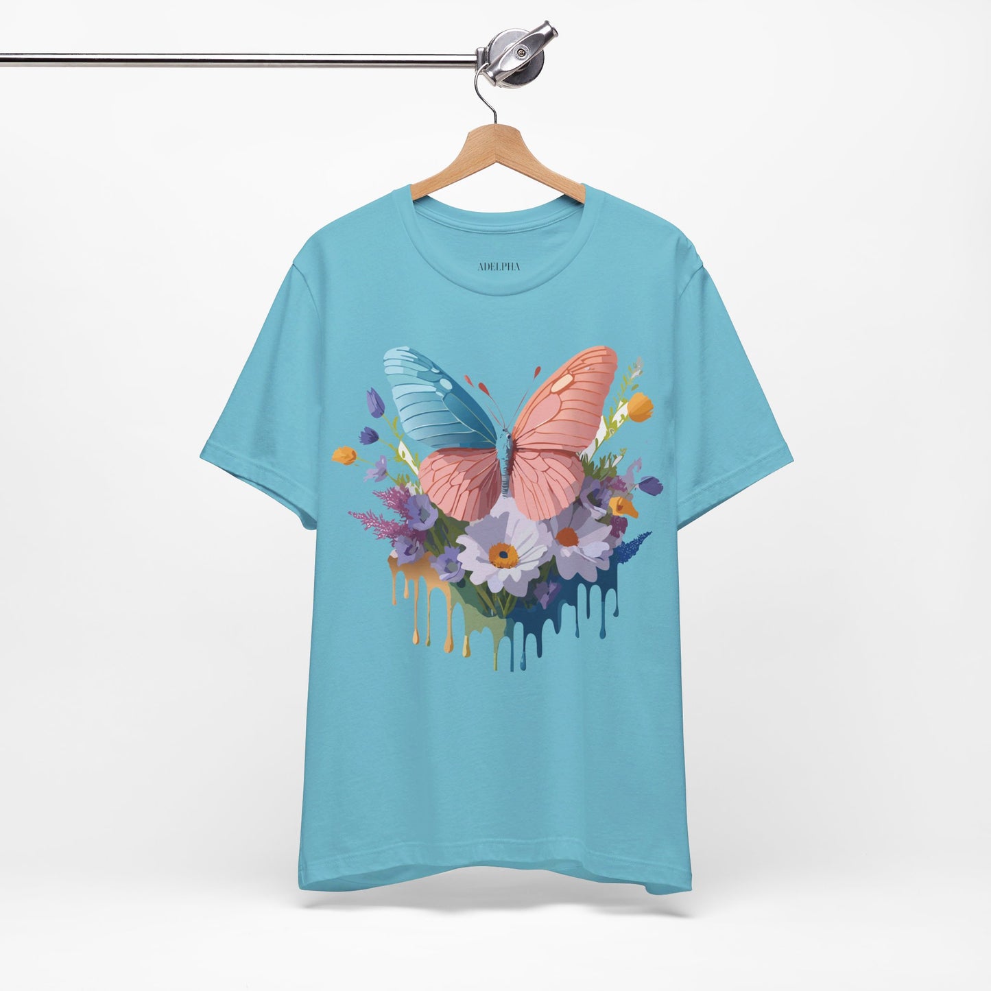 Natural Cotton Tee Shirt with Butterfly