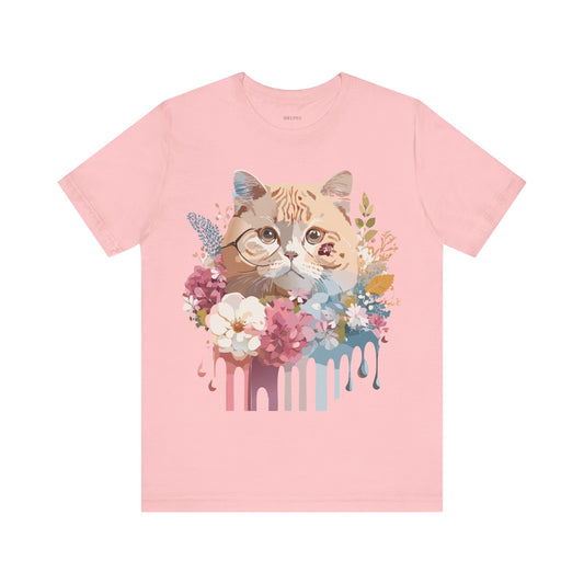 Natural Cotton Tee Shirt with Cat