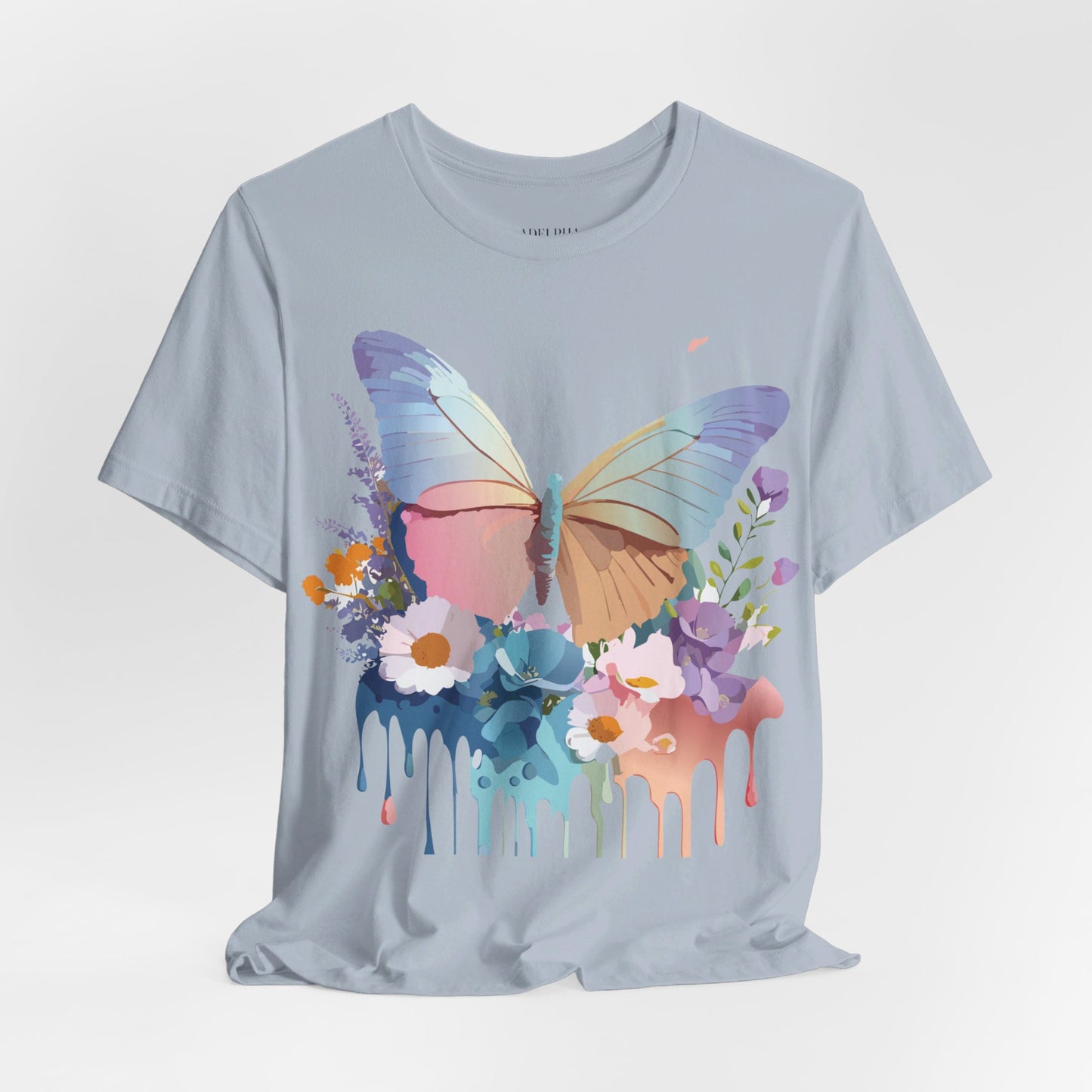 Natural Cotton Tee Shirt with Butterfly