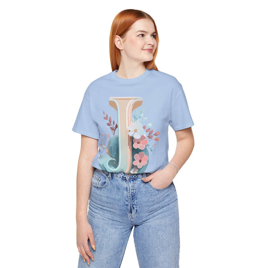 Natural Cotton Tee Shirt - Letters Collection - J Printify