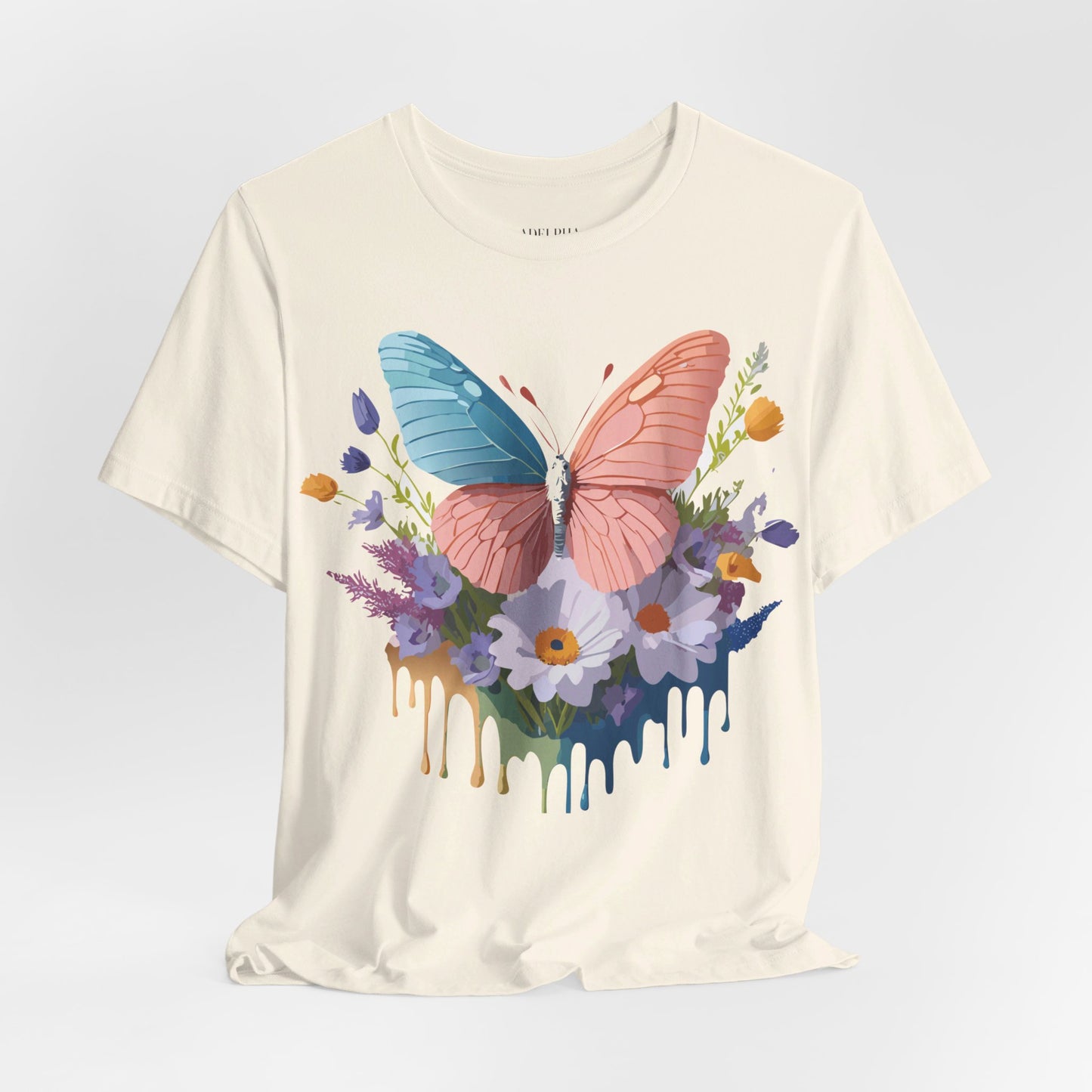 Natural Cotton Tee Shirt with Butterfly