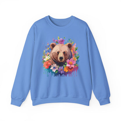 Unisex Floral Bear Sweatshirt Art Design Animals Print Sweatshirt Collection