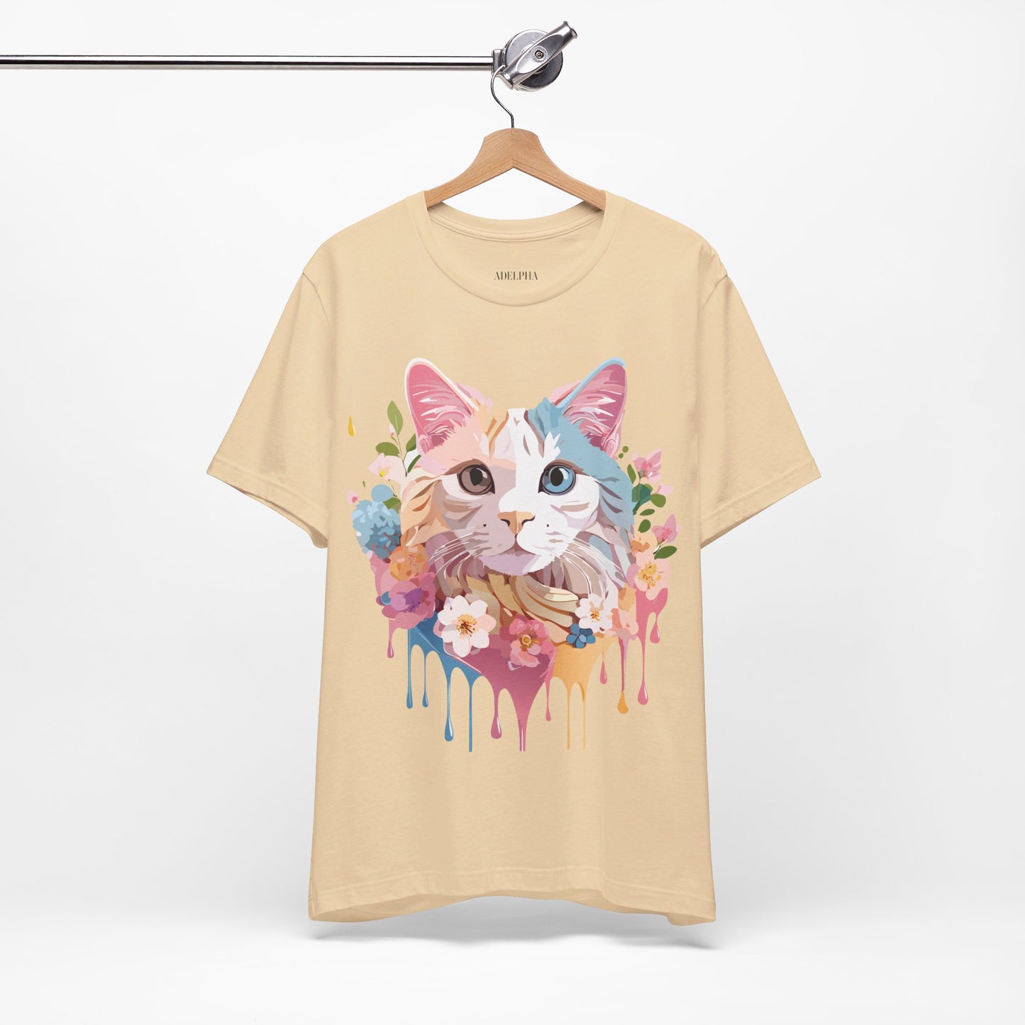 Natural Cotton Tee Shirt with Cat