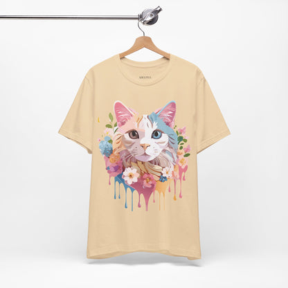 Natural Cotton Tee Shirt with Cat Printify