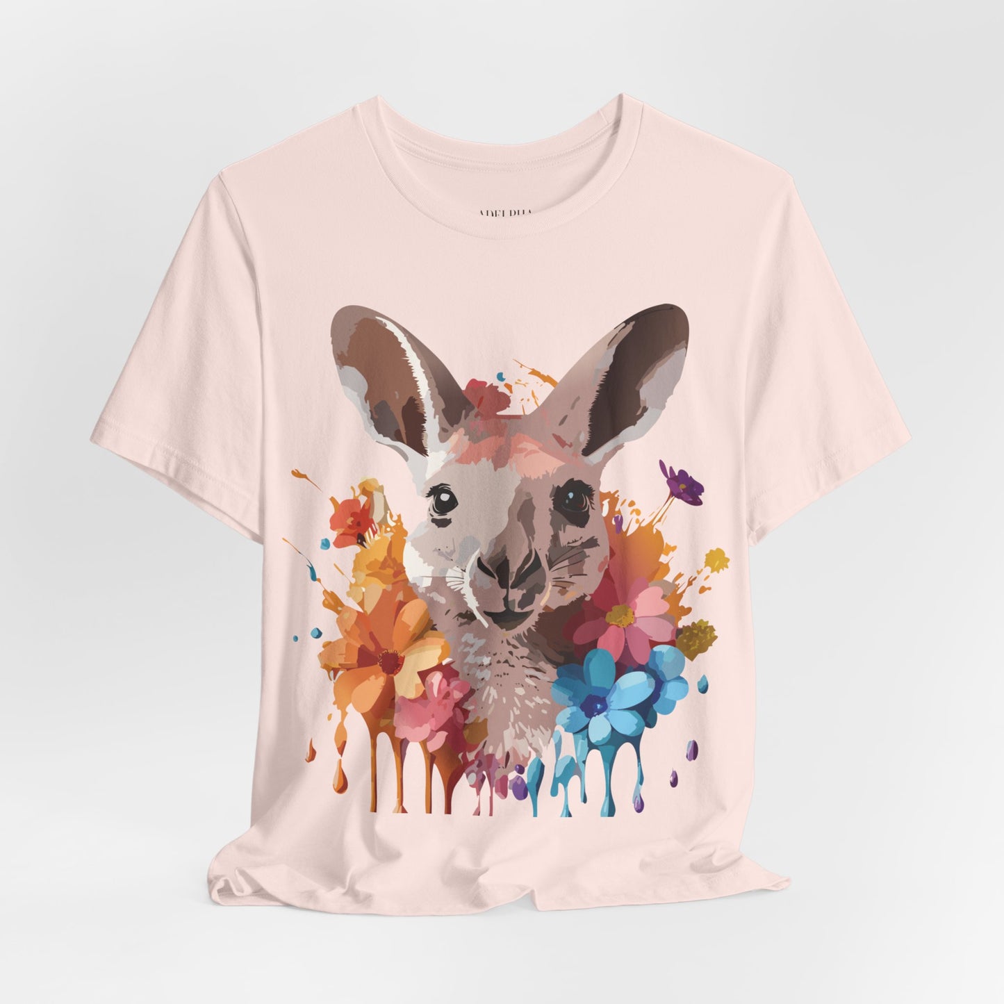 Natural Cotton Tee Shirt with Kangaroo