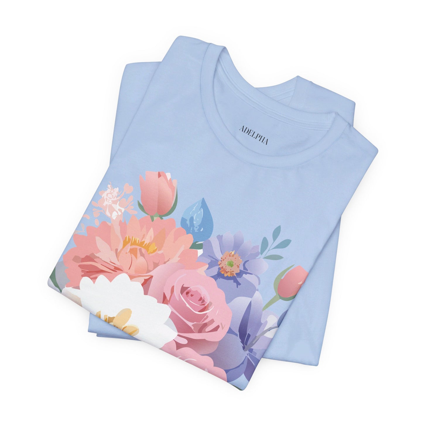 T-shirt en coton naturel avec fleurs