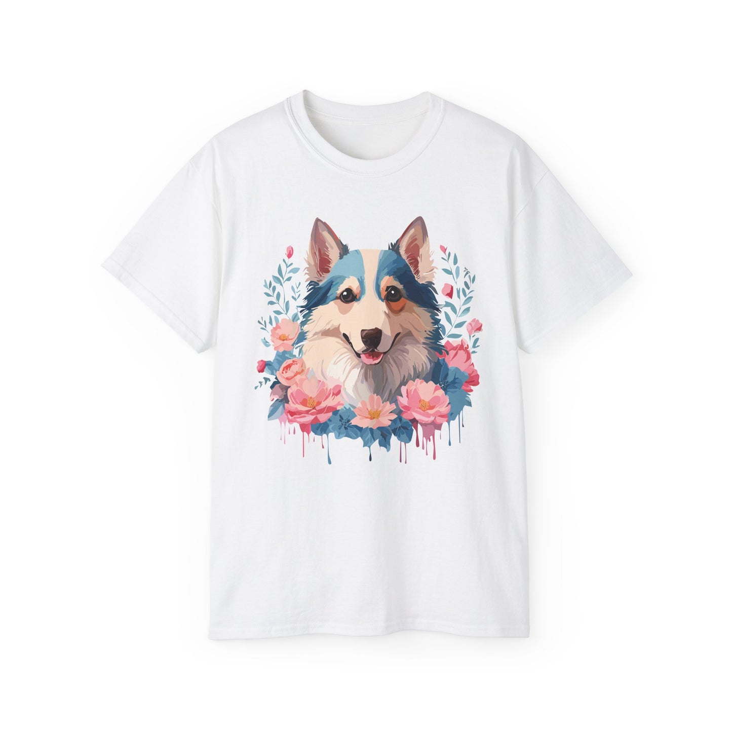 Animal Shirt, Tee Shirt with Animals, Floral Dog T-Shirt