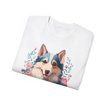 Floral Dog T Shirt Unisex Cotton Tee Gildan 2000 Classic Fit