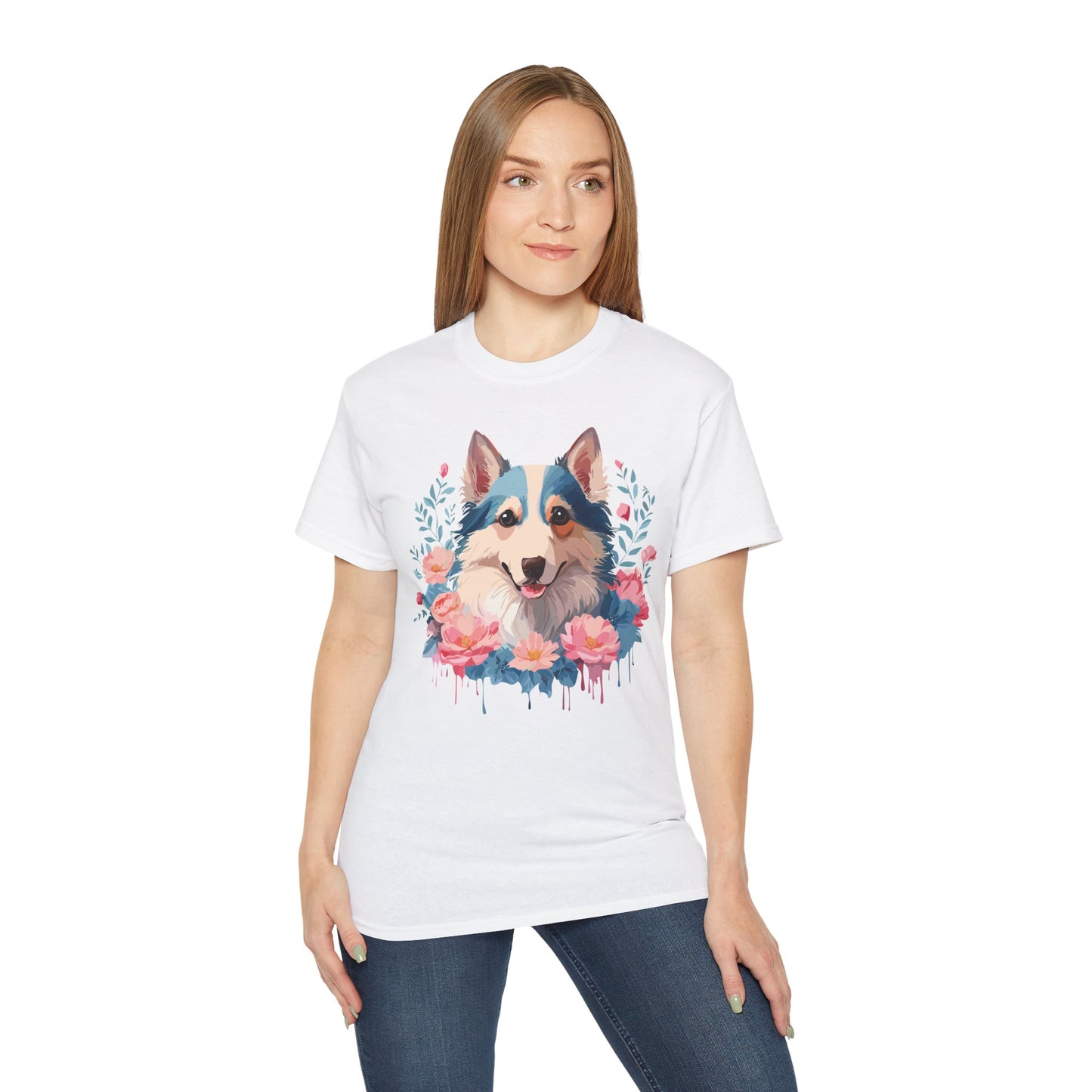 Animal Shirt, Tee Shirt with Animals, Floral Dog T-Shirt