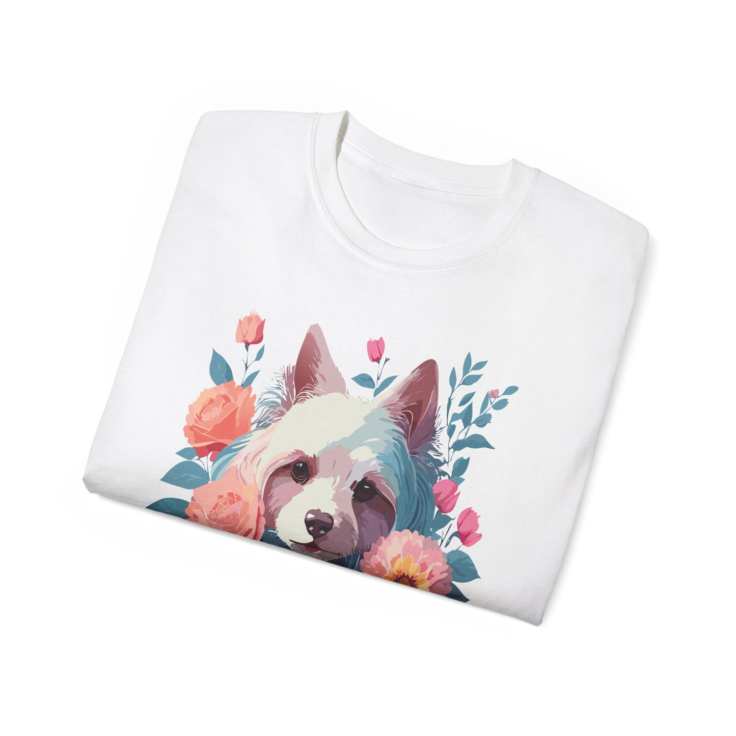 Animal Shirt, Tee Shirt with Animals, Floral Dog T-Shirt