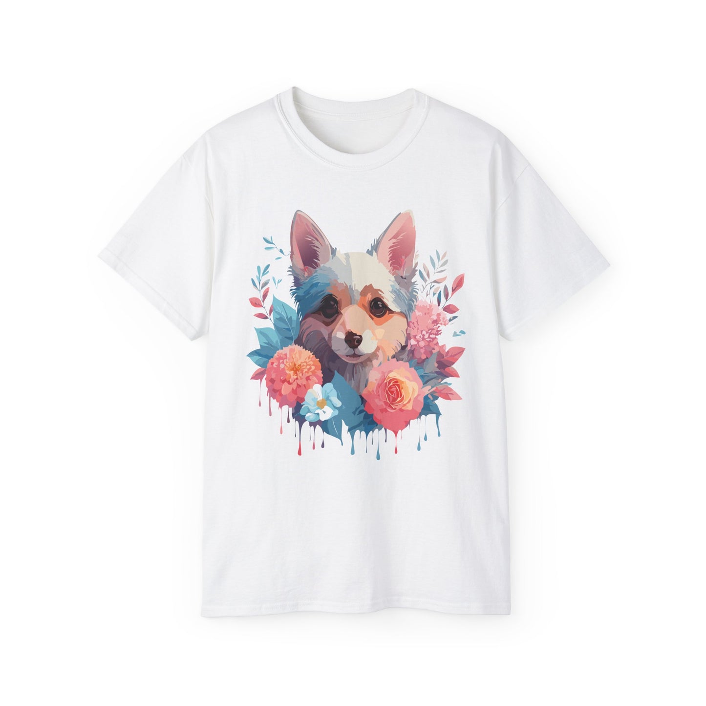 Animal Shirt, Tee Shirt with Animals, Floral Dog T-Shirt