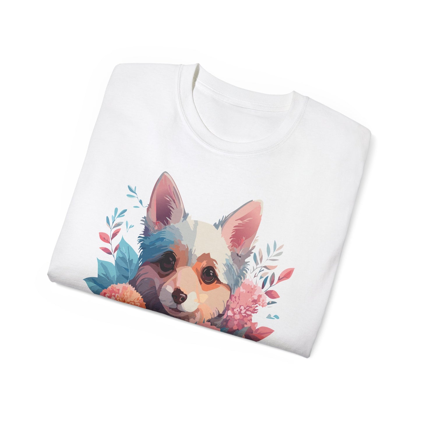 Animal Shirt, Tee Shirt with Animals, Floral Dog T-Shirt