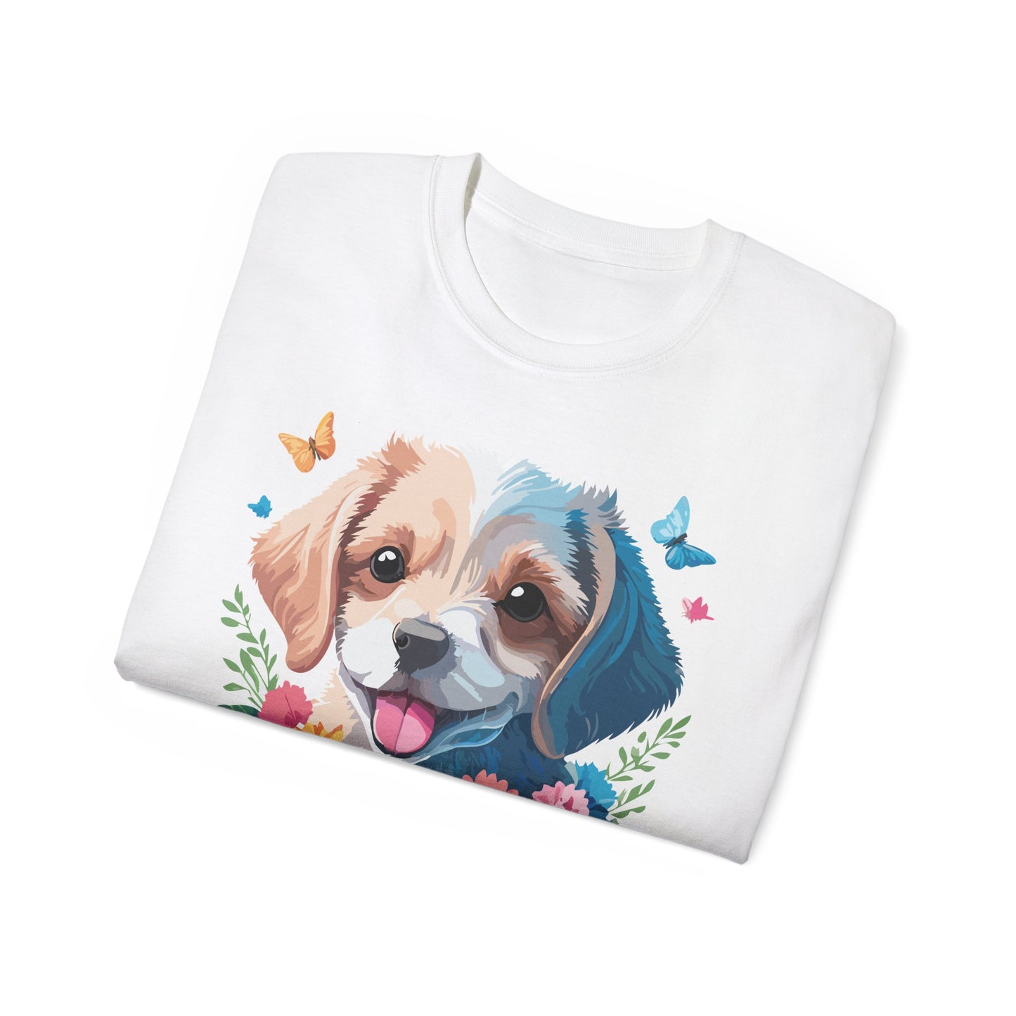 Animal Shirt, Tee Shirt with Animals, Floral Dog T-Shirt