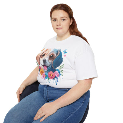 Unisex Animal Shirt Floral Dog Tee Gildan 2000 100 Percent Cotton