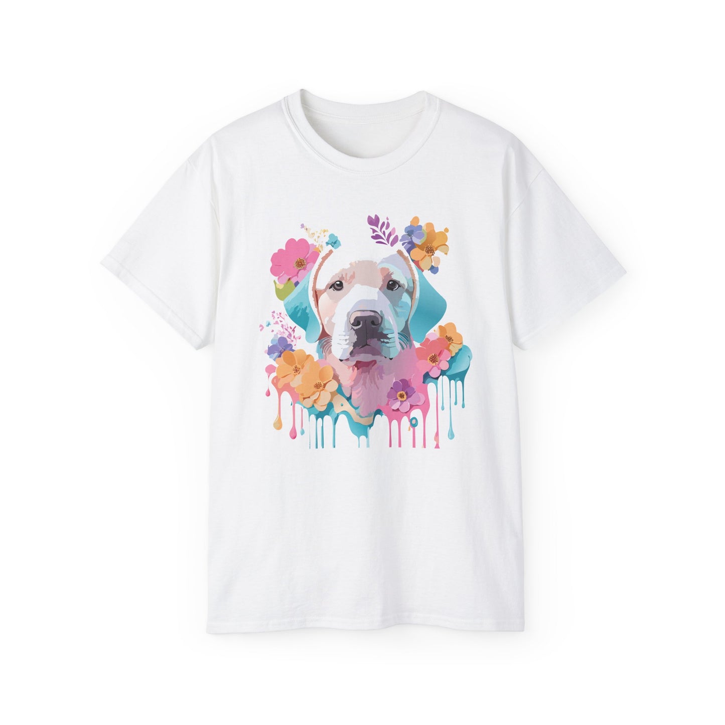 Animal Shirt, Tee Shirt with Animals, Floral Dog T-Shirt