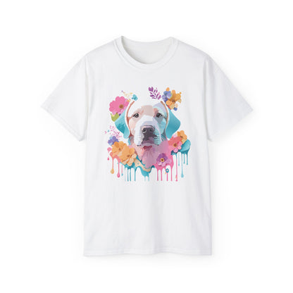 Unisex Floral Dog Tee Shirt Ultra Cotton Classic Fit Gildan 2000