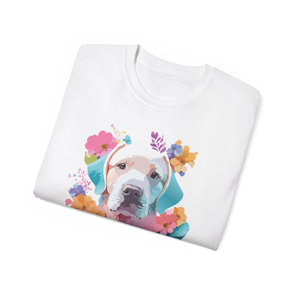 Unisex Floral Dog Tee Shirt Ultra Cotton Classic Fit Gildan 2000
